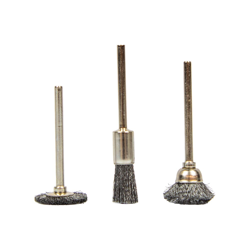 3-Piece Bristle Wire Brush Set with 1/8 in Shank